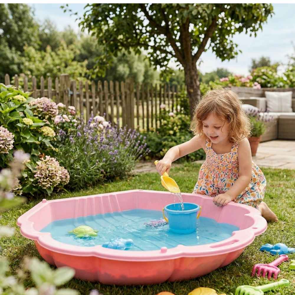 Smėlio dėžė / baseinas WOOPIE Sandbox 3-in-1 Shell, 1 vnt rožinė-Žaislai, Lauko žaislai, Smėlio dėžės-e-vaikas