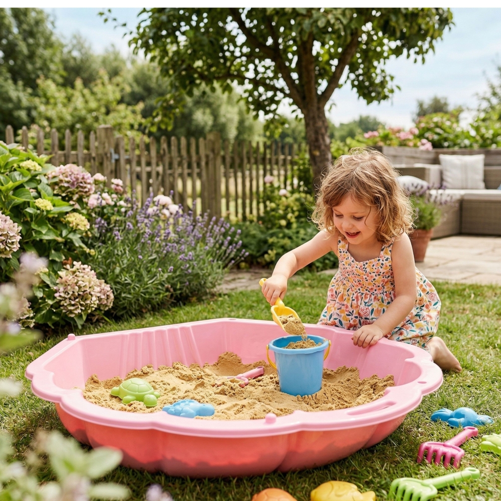 Smėlio dėžė / baseinas WOOPIE Sandbox 3-in-1 Shell, 1 vnt rožinė-Žaislai, Lauko žaislai, Smėlio dėžės-e-vaikas