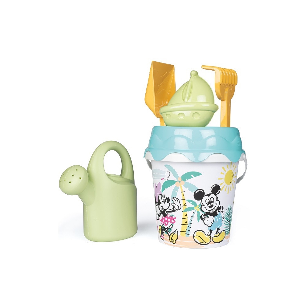 SMOBY Green Wiaderko Myszka Miki Minnie z akcesoriami do piasku i konewką z bioplastiku					