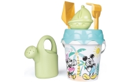 SMOBY Žalias Mickey Minnie Mouse kibirėlis su smėlio priedais ir bioplastiko laistytuvu
