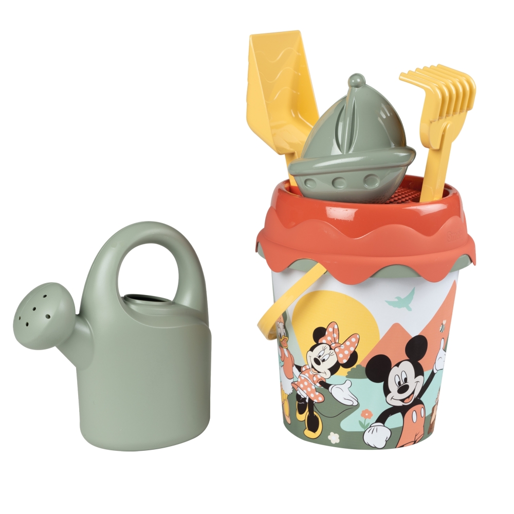 SMOBY GREEN kibirėlis su smėlio priedais ir bioplastiko laistytuvu