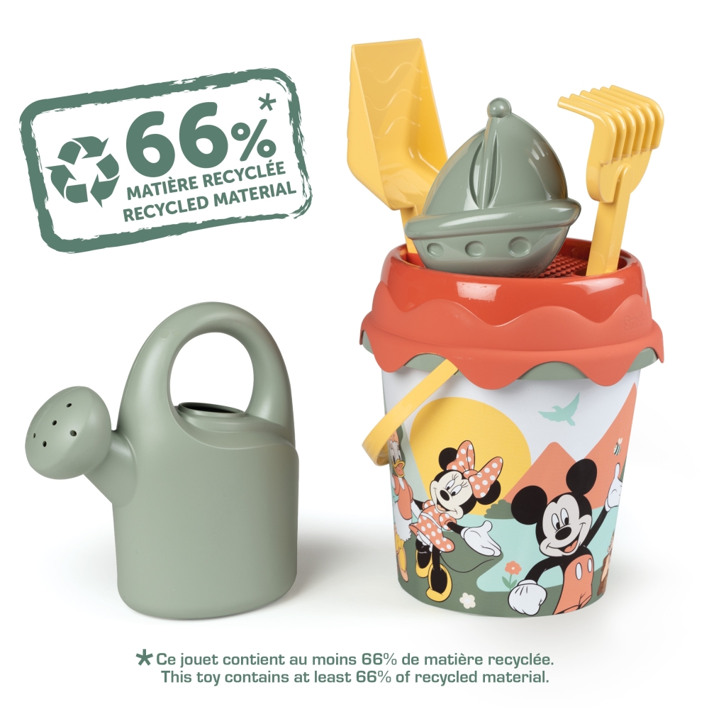 SMOBY GREEN kibirėlis su smėlio priedais ir bioplastiko laistytuvu