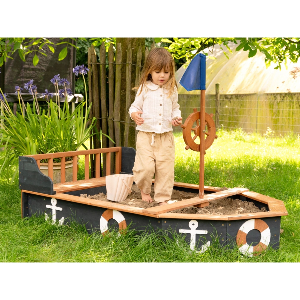 AXI Wooden Sandbox Doris Pirate Ship with Storage + Cover 153 cm 