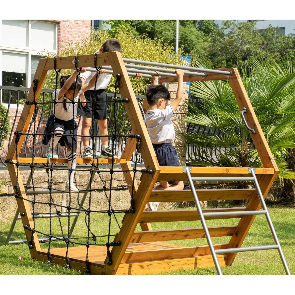 Medinė žaidimų aikštelė CLASSIC WORLD EDU XXL laipiojimo rinkinys Šešiakampis-Žaislai, Lauko žaislai, Žaidimų aikštelės-e-vaikas