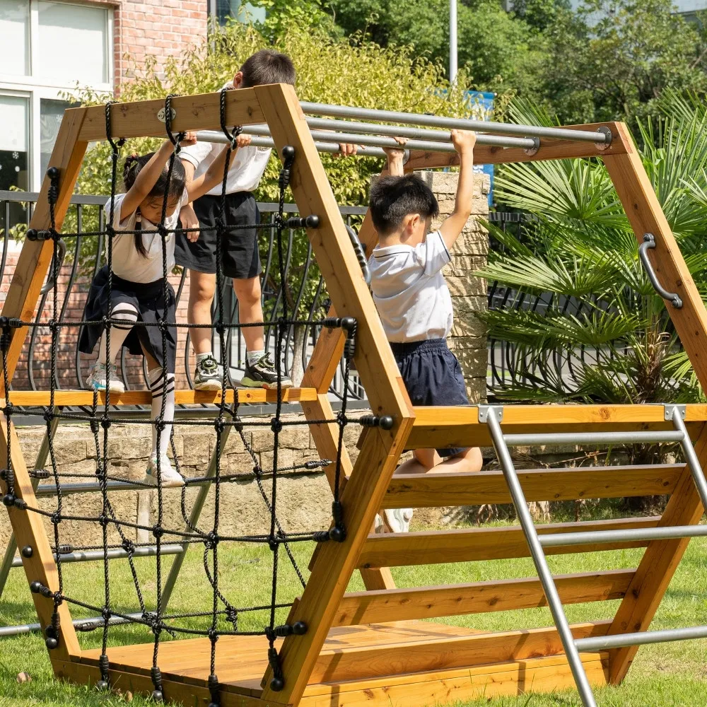 Medinė žaidimų aikštelė CLASSIC WORLD EDU XXL laipiojimo rinkinys Šešiakampis-Žaislai, Lauko žaislai, Žaidimų aikštelės-e-vaikas