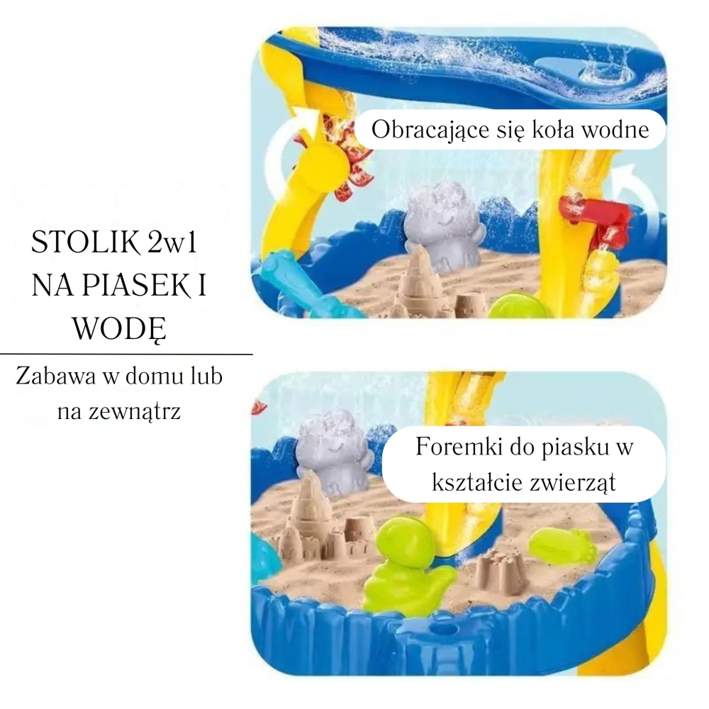 Vandens stalas WOOPIE XL su kėde 2in1 Smėlio dėžė Delfinas 12el.