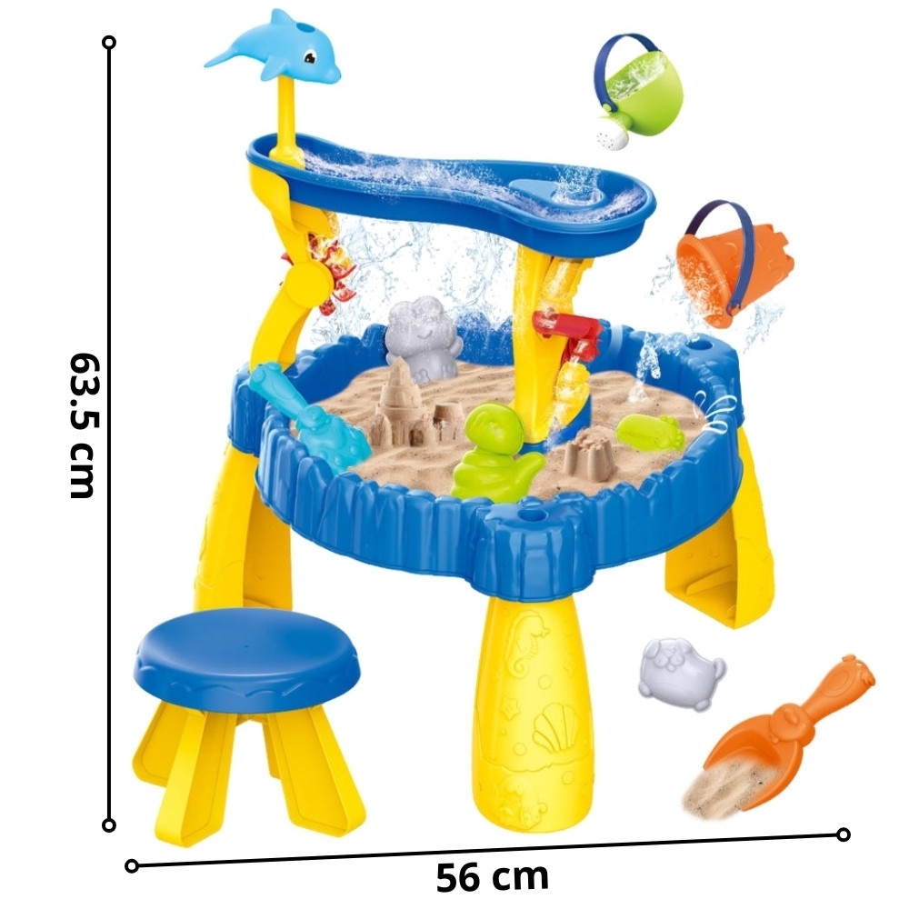 Vandens stalas WOOPIE XL su kėde 2in1 Smėlio dėžė Delfinas 12el.