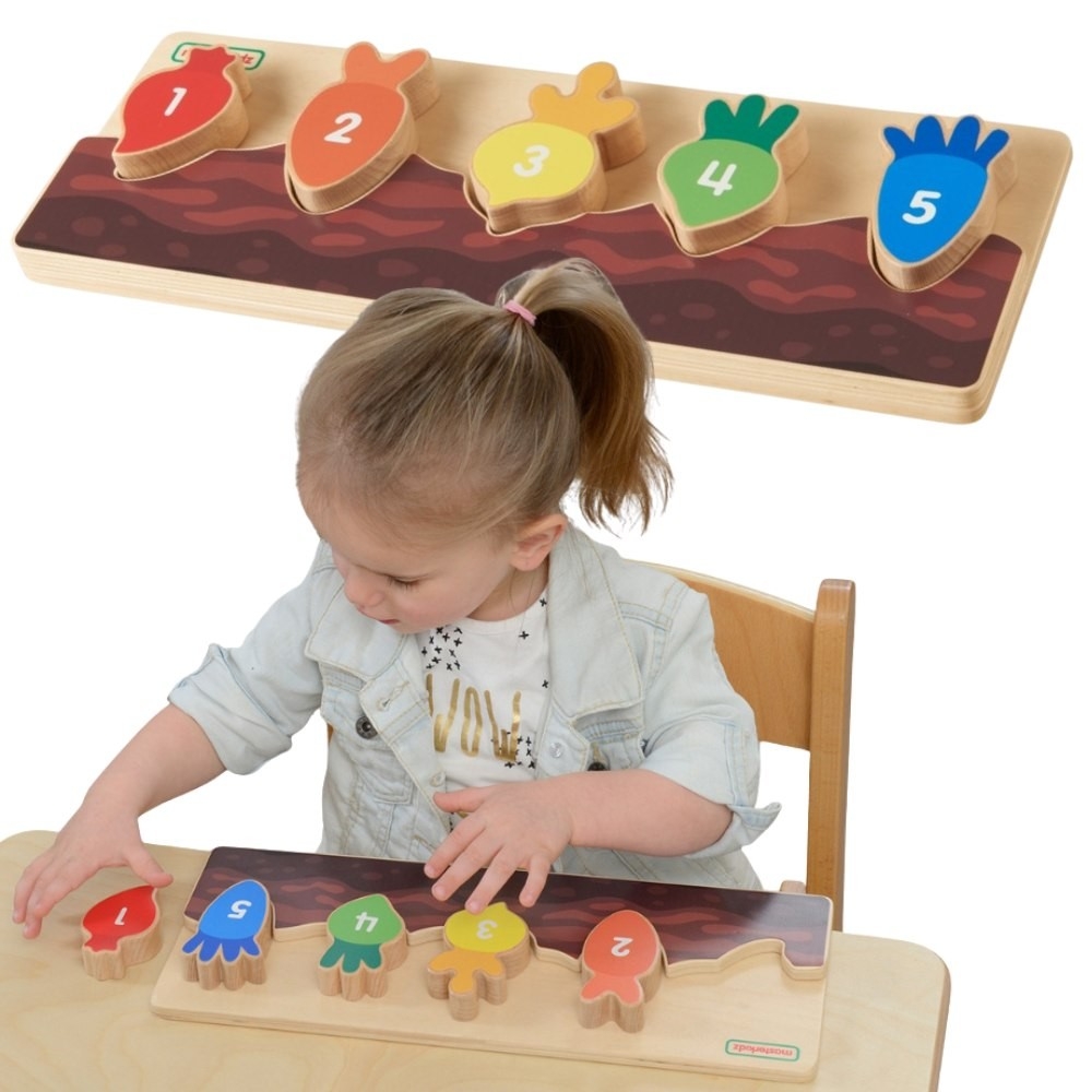 Medinė dėlionė MASTERKIDZ skaičiai, spalvos ir daržovės-Žaislai, Dėlionės, Dėlionės patiems mažiausiems-e-vaikas