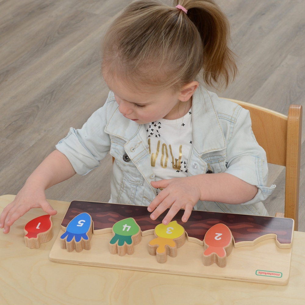 Medinė dėlionė MASTERKIDZ skaičiai, spalvos ir daržovės-Žaislai, Dėlionės, Dėlionės patiems mažiausiems-e-vaikas