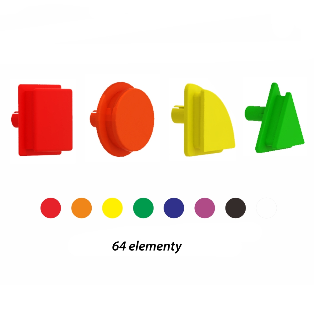 Geometrinių figūrų rinkinys MASTERKIDZ 64vnt., skirtas STEM lentai