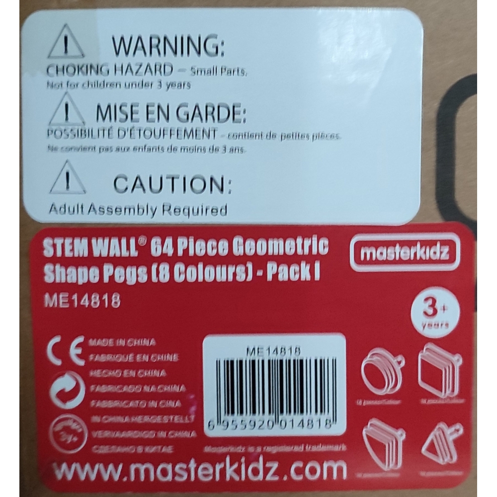 Geometrinių figūrų rinkinys MASTERKIDZ 64vnt., skirtas STEM lentai
