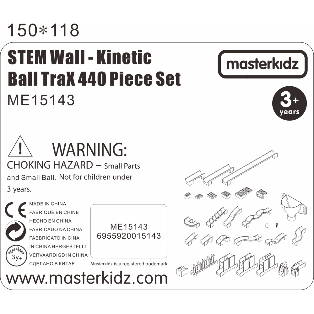 Konstruktoriaus rinkinys MASTERKIDZ Kamuoliukų takelis STEM lenta 440 el.