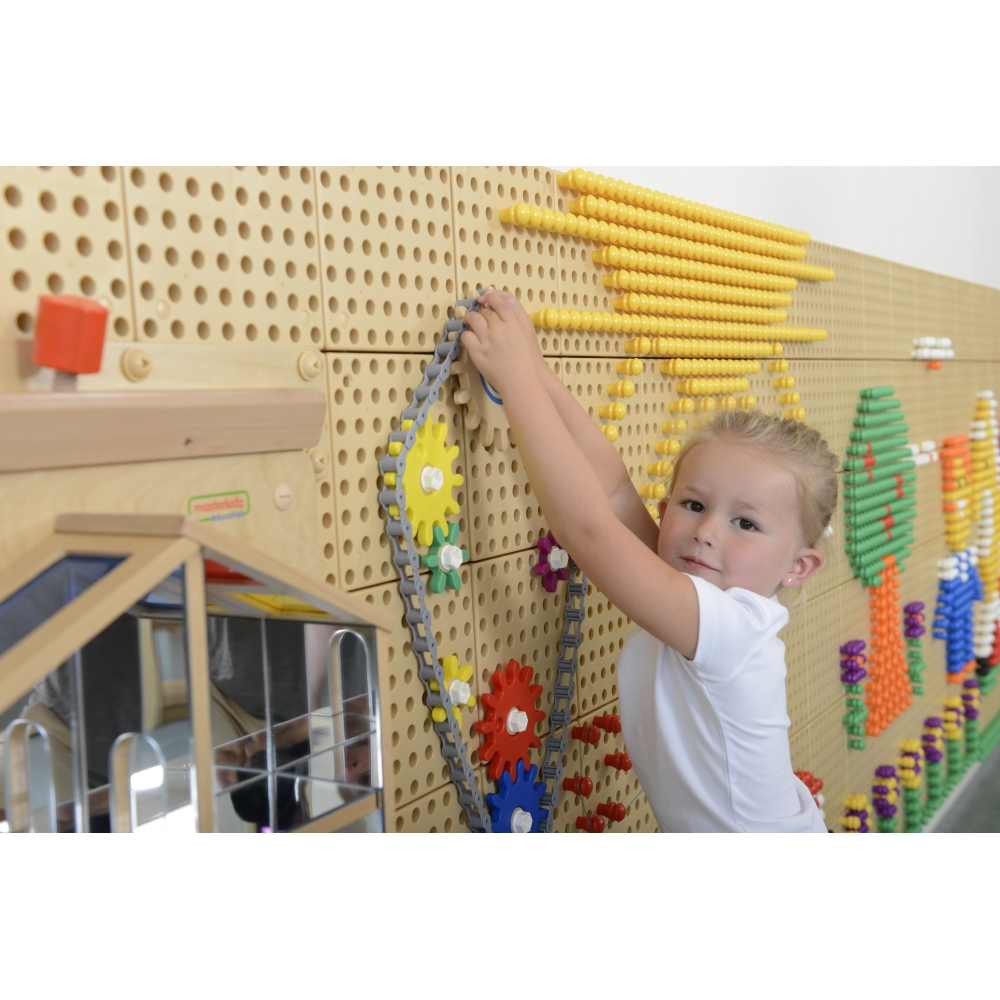 MASTERKIDZ sieninės plokštės pavaros ir grandinė 79 El. Sukurkite savo mechanizmą