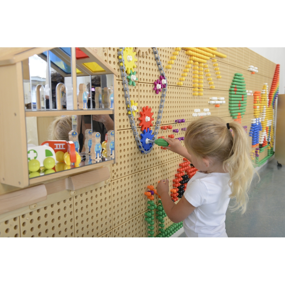 MASTERKIDZ sieninės plokštės pavaros ir grandinė 79 El. Sukurkite savo mechanizmą