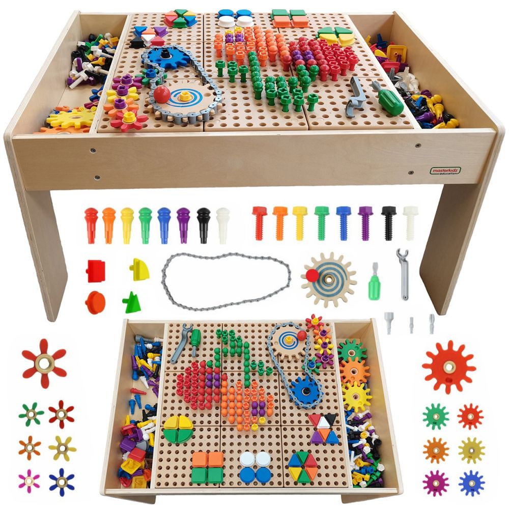 MASTERKIDZ Drewniany Stół Edukacyjny +AKCESORIA STEM WALL 