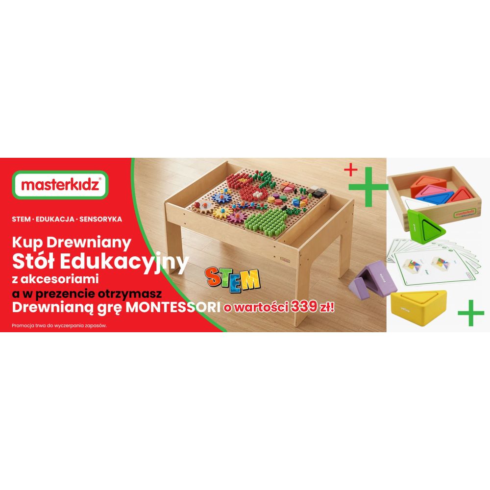 MASTERKIDZ medinis mokomasis stalas + STEM SIENOS PRIEDAI