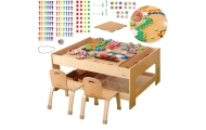 MASTERKIDZ Drewniany Stół Edukacyjny + AKCESORIA STEM WALL + 135 Klocków