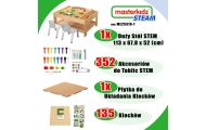 Medinis mokomasis stalas MASTERKIDZ + STEM SIENOS PRIEDAI + 135 plytos