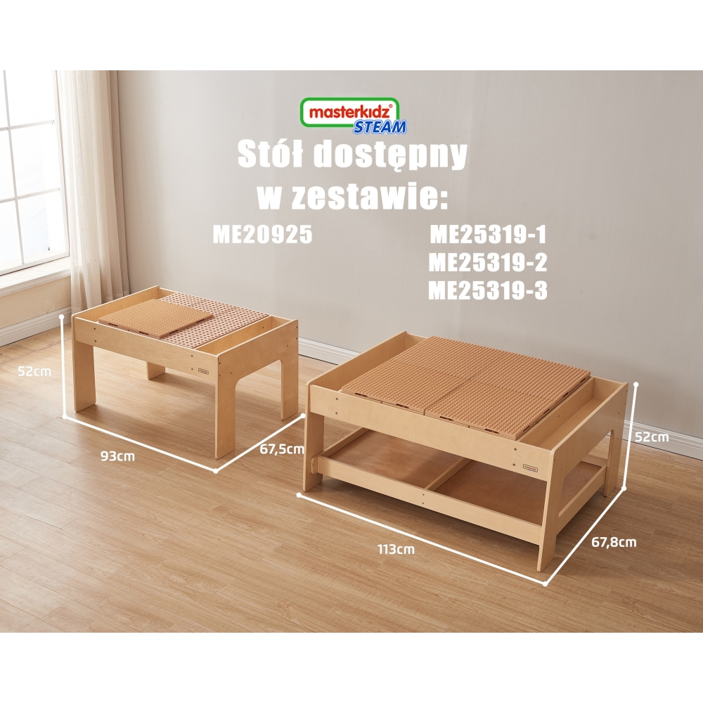 Medinis mokomasis stalas MASTERKIDZ + STEM SIENOS PRIEDAI + 135 plytos