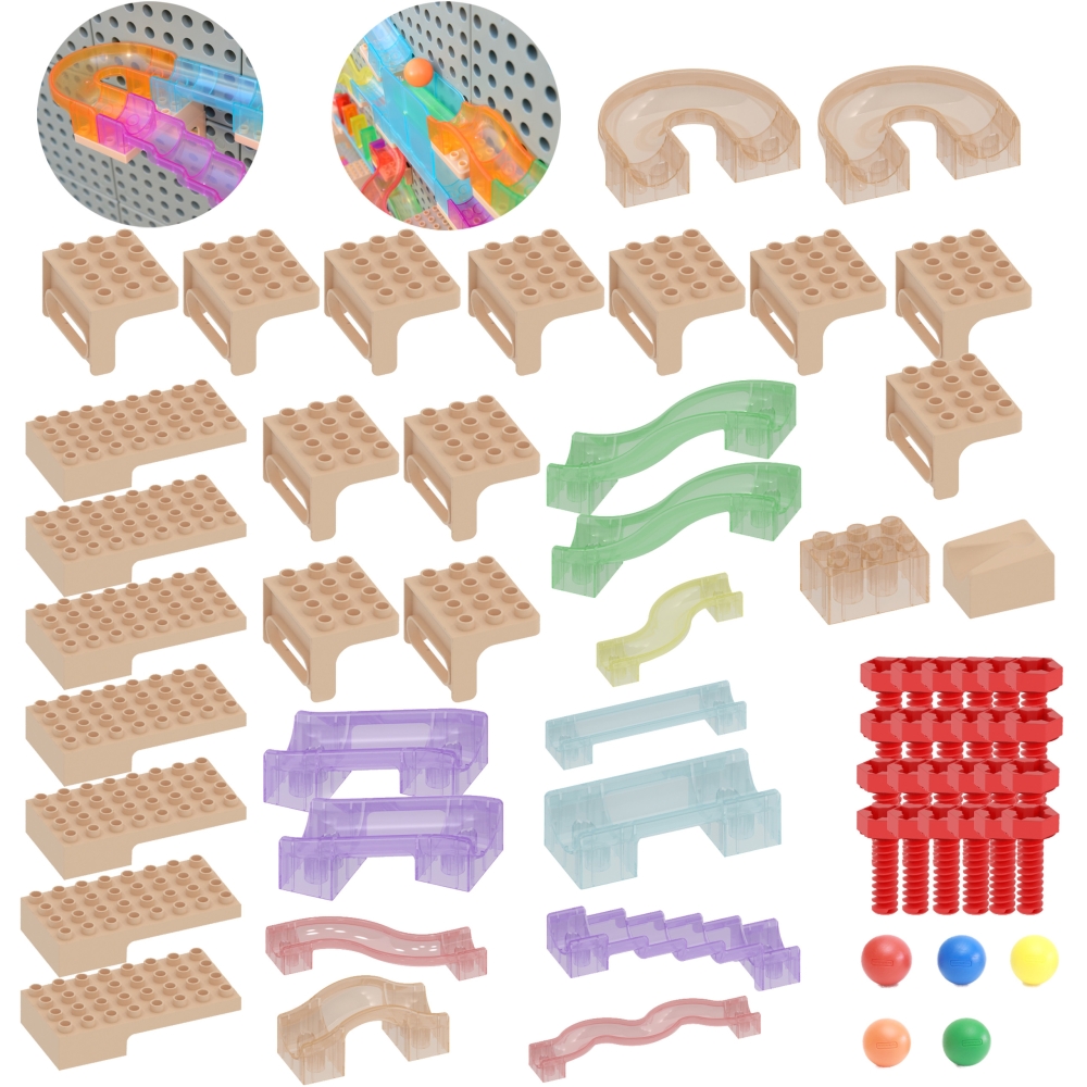 Mokomoji lenta MASTERKIDZ STEM Board Ball Track Construction 63 el.