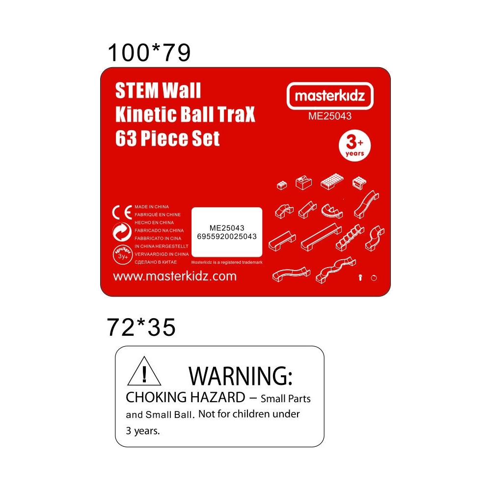 Mokomoji lenta MASTERKIDZ STEM Board Ball Track Construction 63 el.