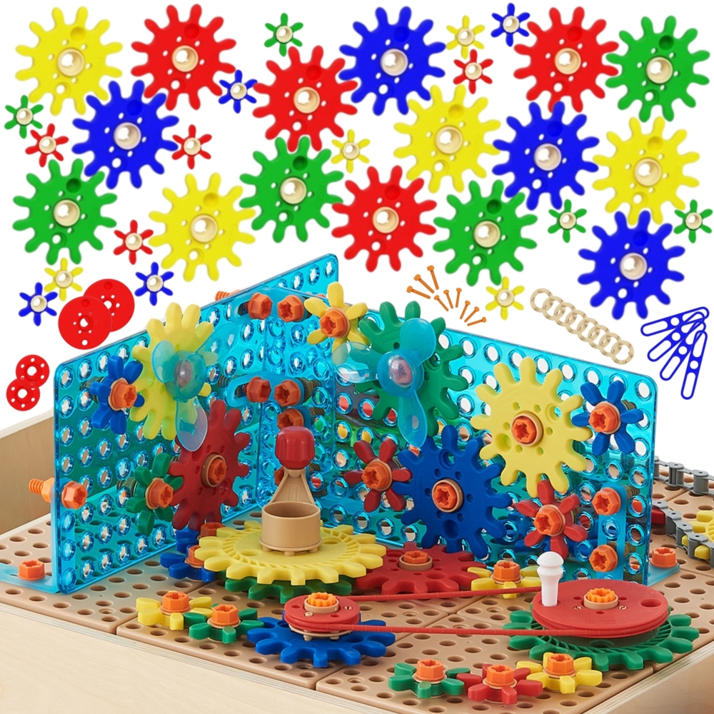 Spalvingų MASTERKIDZ priedų rinkinys Mixed Gears for STEM Wall Panels 198 el.
