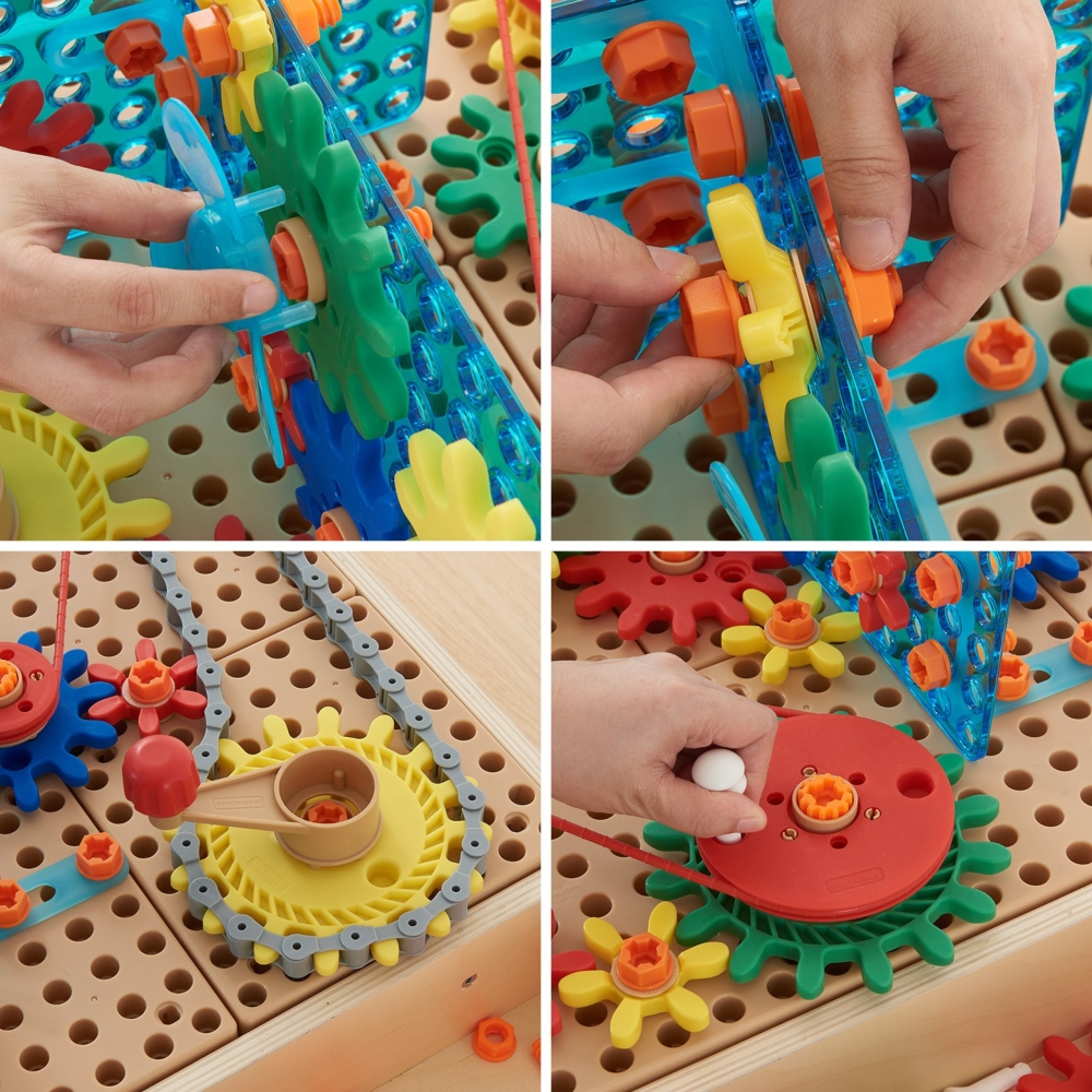 Spalvingų MASTERKIDZ priedų rinkinys Mixed Gears for STEM Wall Panels 198 el.