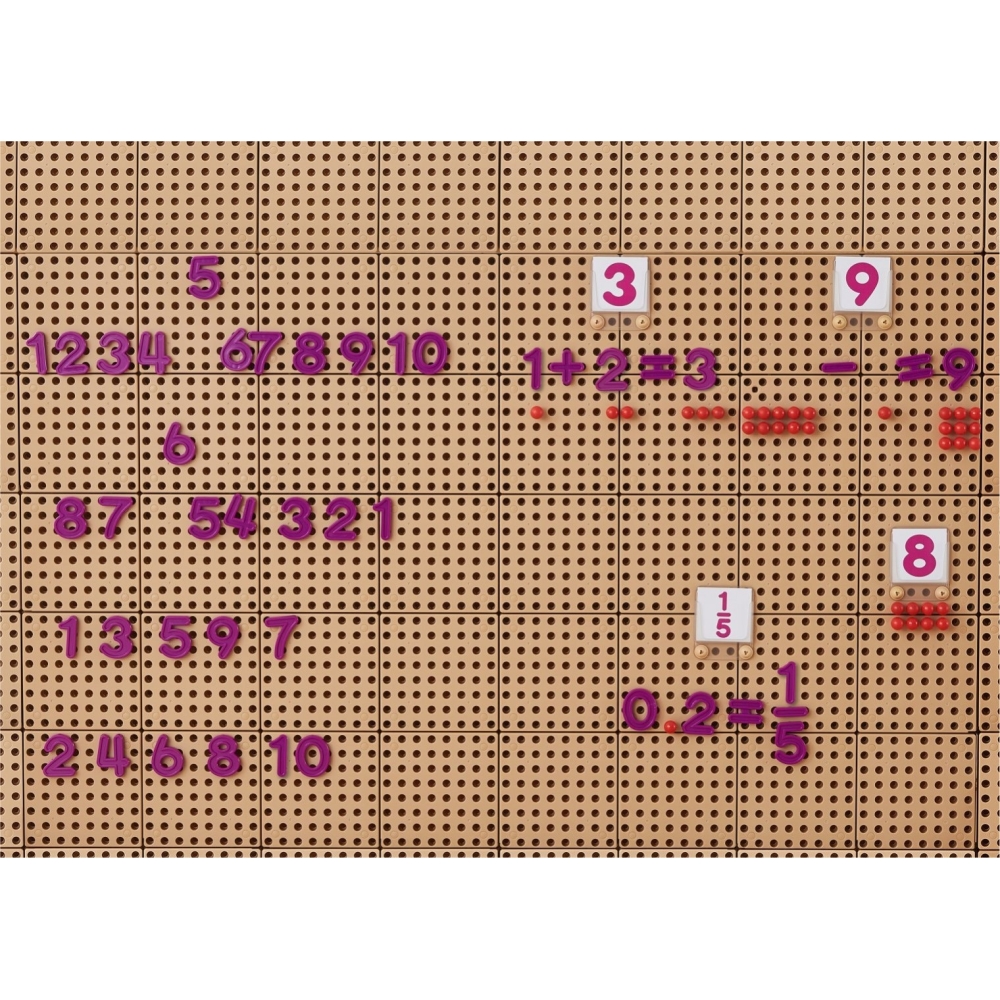 Skaičių ir ženklų rinkinys STEM sieninėms plokštėms MASTERKIDZ, skirtas mokytis skaičiavimo ir matematikos 82 el.