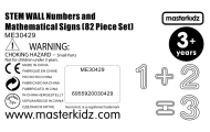 Skaičių ir ženklų rinkinys STEM sieninėms plokštėms MASTERKIDZ, skirtas mokytis skaičiavimo ir matematikos 82 el.