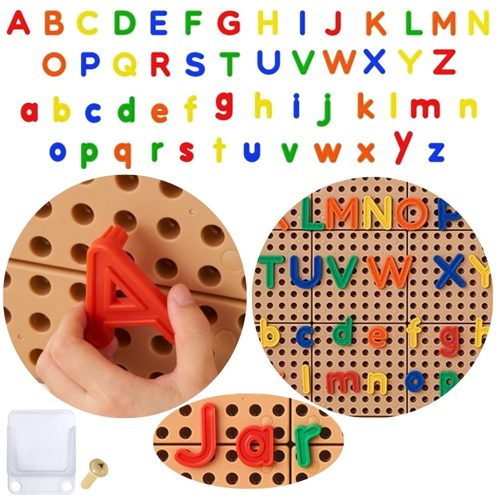 Abėcėlės raidžių rinkinys MASTERKIDZ (didelės ir mažos), skirtas STEM sieninėms plokštėms 122 el.