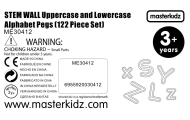 Abėcėlės raidžių rinkinys MASTERKIDZ (didelės ir mažos), skirtas STEM sieninėms plokštėms 122 el.