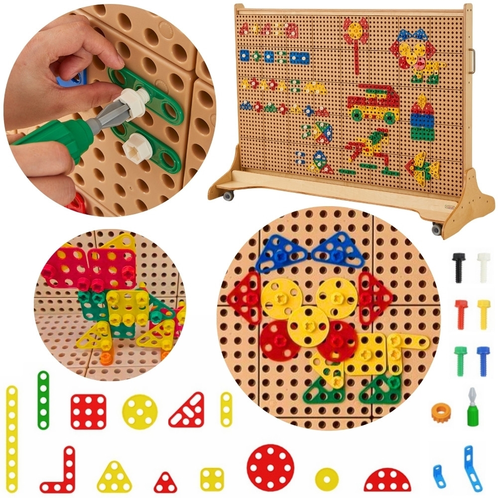 Geometrinių formų blokų rinkinys STEM sieninėms plokštėms MASTERKIDZ 260 el.