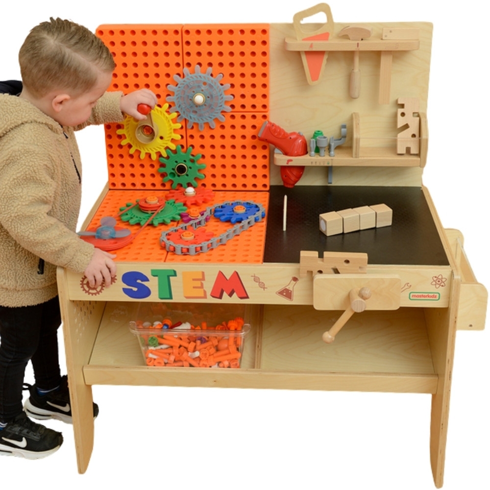 Medinės dirbtuvės MASTERKIDZ XXL Montessori STEM su įrankiais-Žaislai, Lavinamieji žaislai, Veiklos centrai-e-vaikas