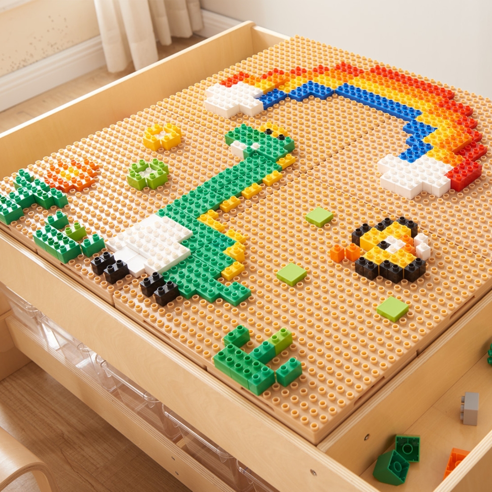 Pagrindo plokščių rinkinys MASTERKIDZ skirtas statyti iš mažų kaladėlių 4 vnt-Žaislai, Lavinamieji žaislai, Veiklos centrai-e-va