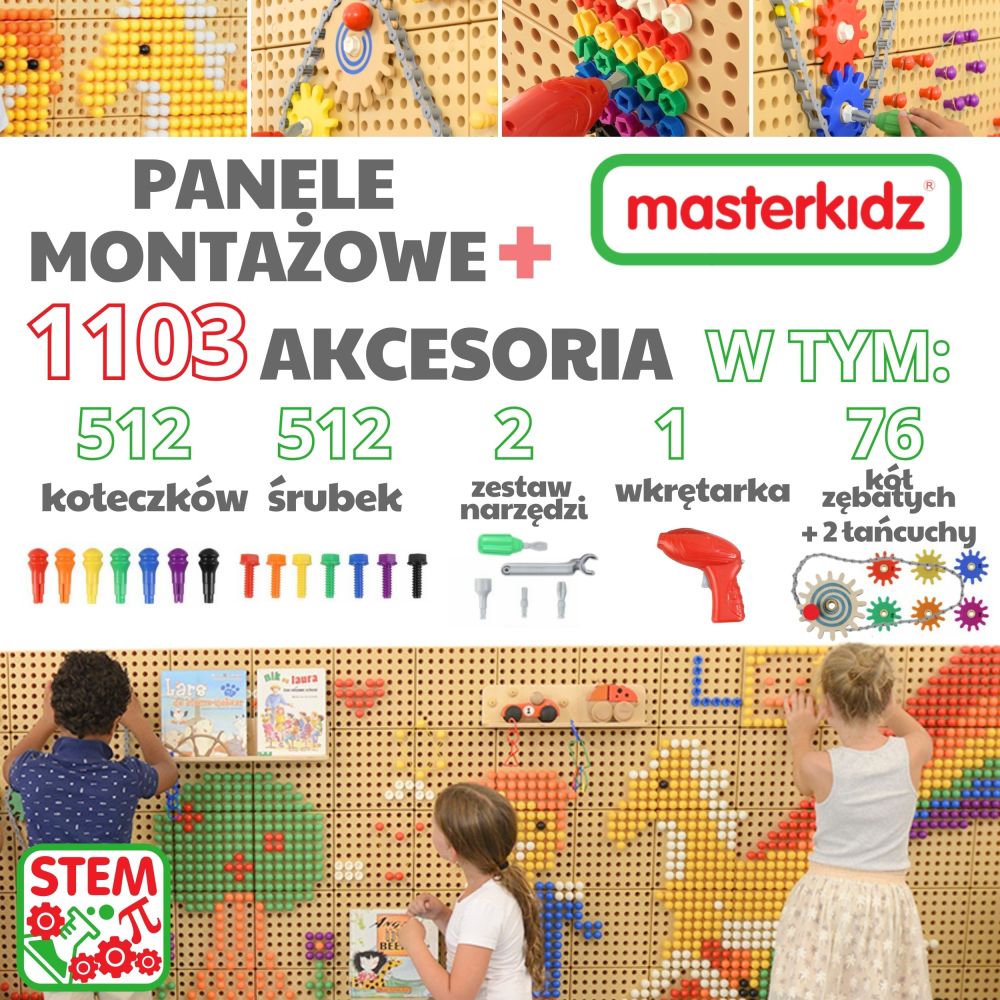 Montavimo plokštės MASTERKIDZ STEM + priedai, XXL rinkinys