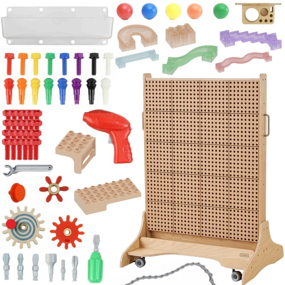 Edukacinė STEM kūrybinio mokymosi lenta MASTERKIDZ Atskiros konstrukcijos 166x125 cm + priedų rinkinys-Žaislai, Lavinamieji žais