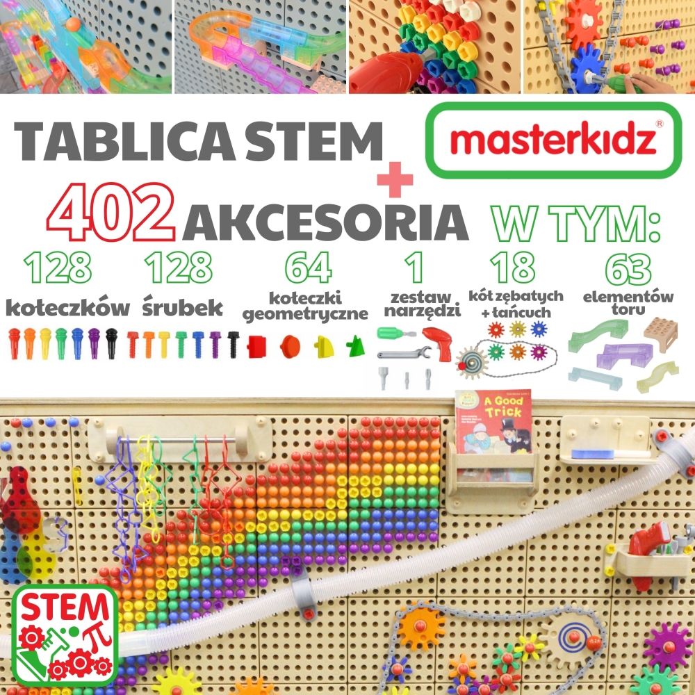 MASTERKIDZ Freestanding STEM Creative Learning Board 166 x 125 cm + Accessories Set 