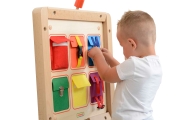 Medinė sieninė edukacinė lenta MASTERKIDZ Spalvotos kišenės Sagtys ir lipdukai-Žaislai, Lavinamieji žaislai, Veiklos centrai-e-v