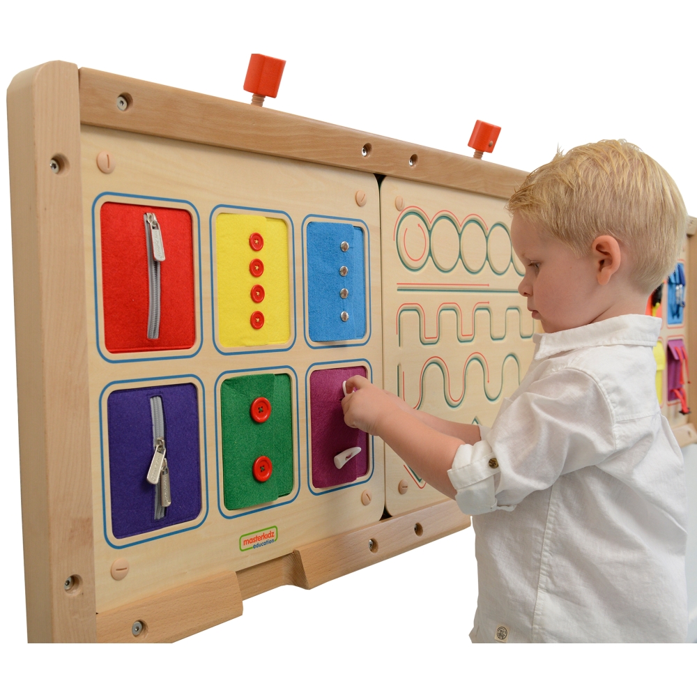 Sieninė lenta MASTERKIDZ Atidarymo ir uždarymo užtrauktukai Mygtukai Montessori-Žaislai, Lavinamieji žaislai, Veiklos centrai-e-
