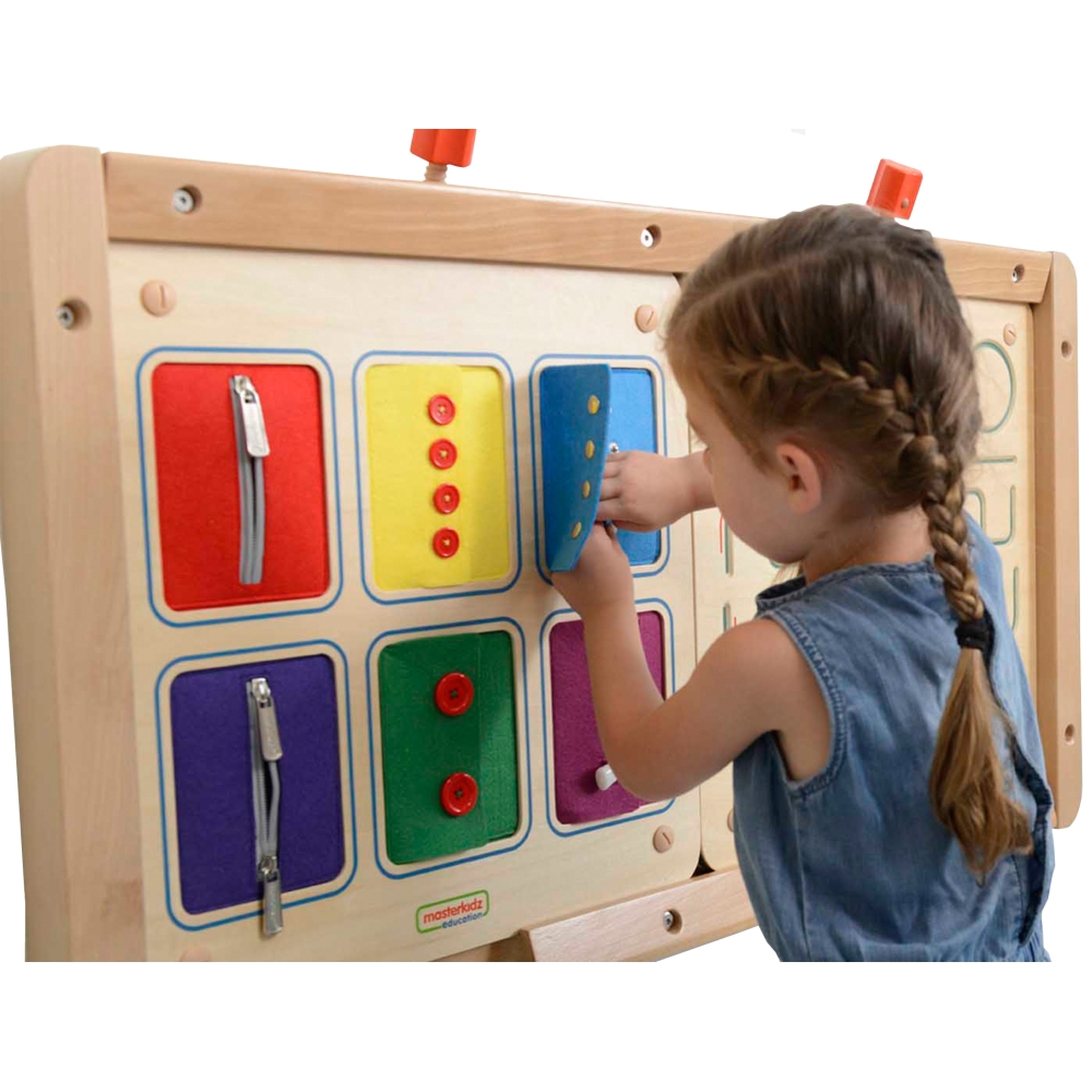 Sieninė lenta MASTERKIDZ Atidarymo ir uždarymo užtrauktukai Mygtukai Montessori-Žaislai, Lavinamieji žaislai, Veiklos centrai-e-