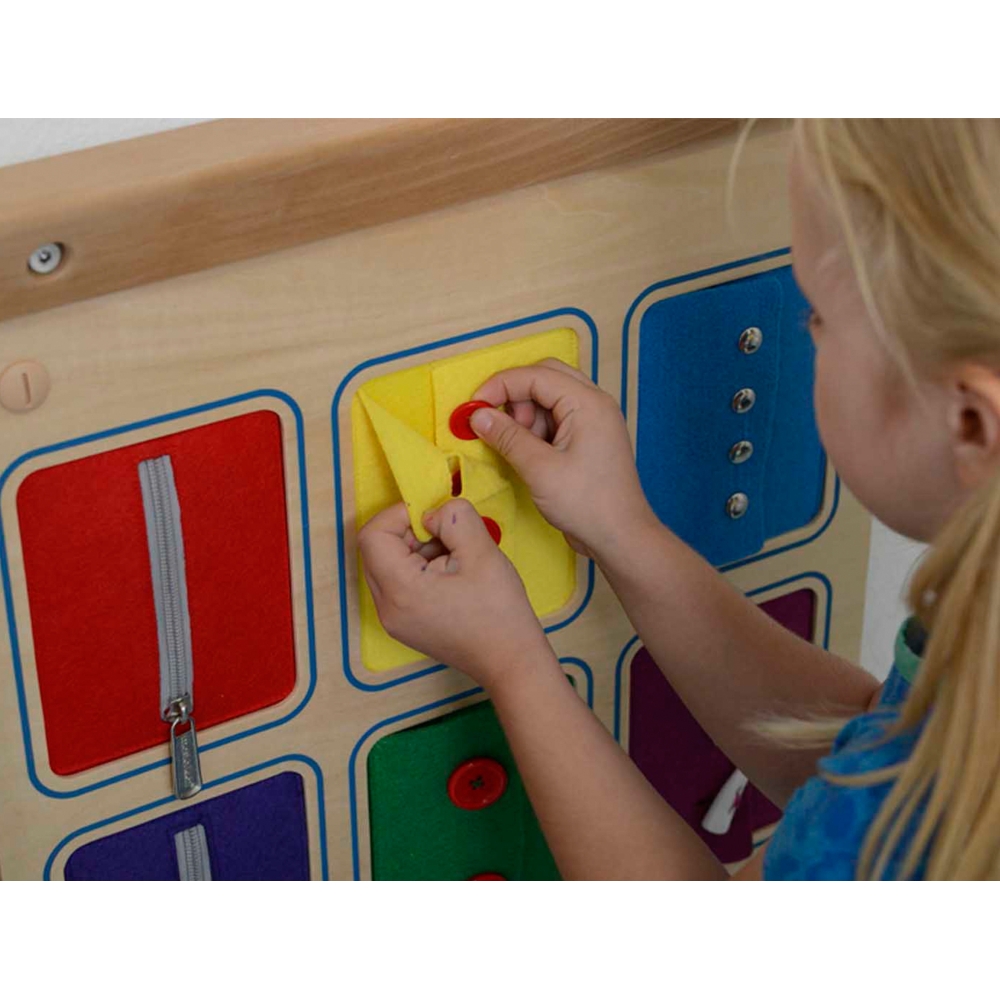 Sieninė lenta MASTERKIDZ Atidarymo ir uždarymo užtrauktukai Mygtukai Montessori-Žaislai, Lavinamieji žaislai, Veiklos centrai-e-
