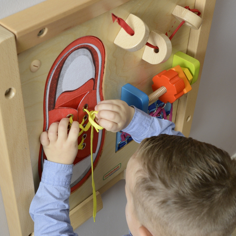 Mokomoji lenta MASTERKIDZ Montessori užrišimo užduotis, skirta rankų judrumui lavinti-Žaislai, Lavinamieji žaislai, Veiklos cent