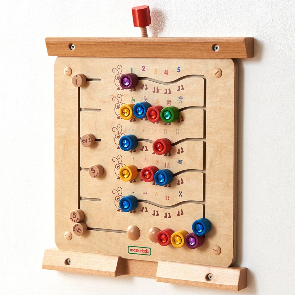 Mokomoji sieninė lenta MASTERKIDZ Spalvoti vikšrai mokosi skaičių ir kiekybės Montessori