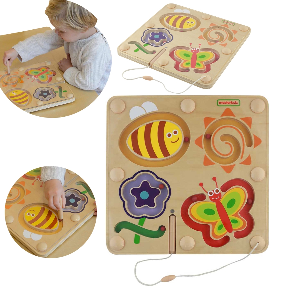 Medinė lenta MASTERKIDZ Magnetinis labirintas: vabzdžių pasaulis-Žaislai, Lavinamieji žaislai, Veiklos centrai-e-vaikas
