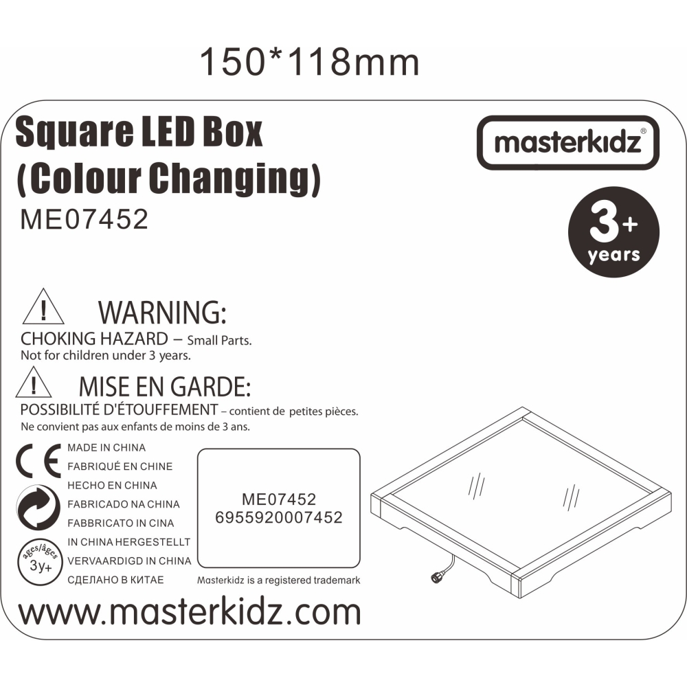 LED šviesos skydelis MASTERKIDZ Spalvų keitimas su nuotolinio valdymo pulteliu-Žaislai, Lavinamieji žaislai, Veiklos centrai-e-v