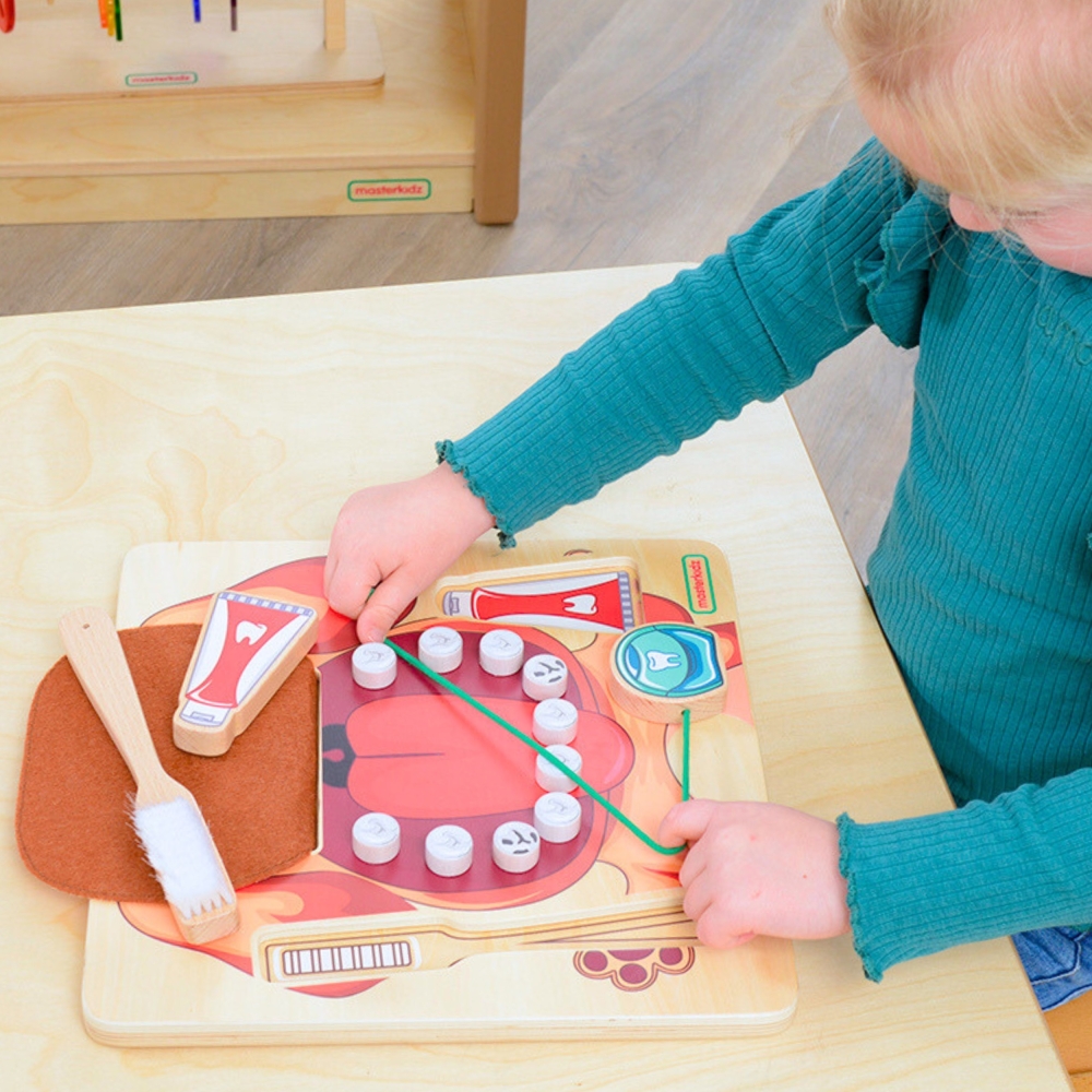 Edukacinė sieninė lenta - Sveikos burnos higienos mokymasis su šuniuku Montessori MASTERKIDZ