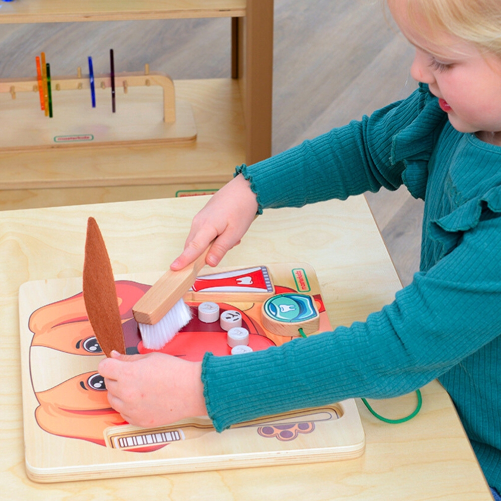 Edukacinė sieninė lenta - Sveikos burnos higienos mokymasis su šuniuku Montessori MASTERKIDZ