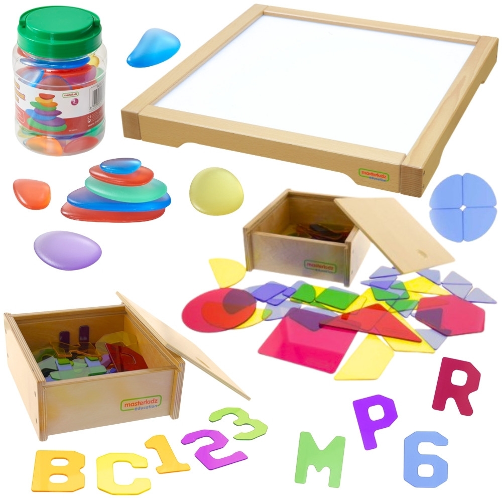 Sensorinės LED dėžutės plokštė MASTERKIDZ + priedų rinkinys-LEKER-e-vaikas