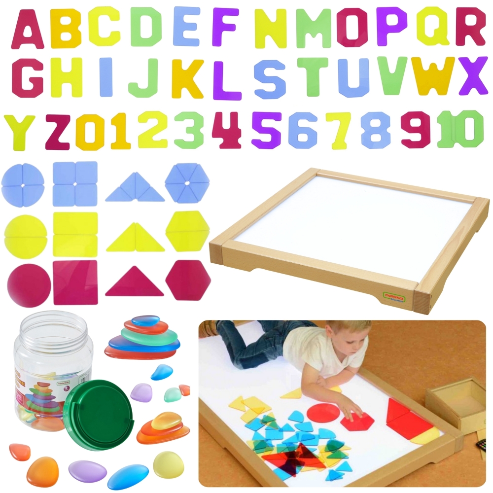 Sensorinės LED dėžutės plokštė MASTERKIDZ + priedų rinkinys-LEKER-e-vaikas