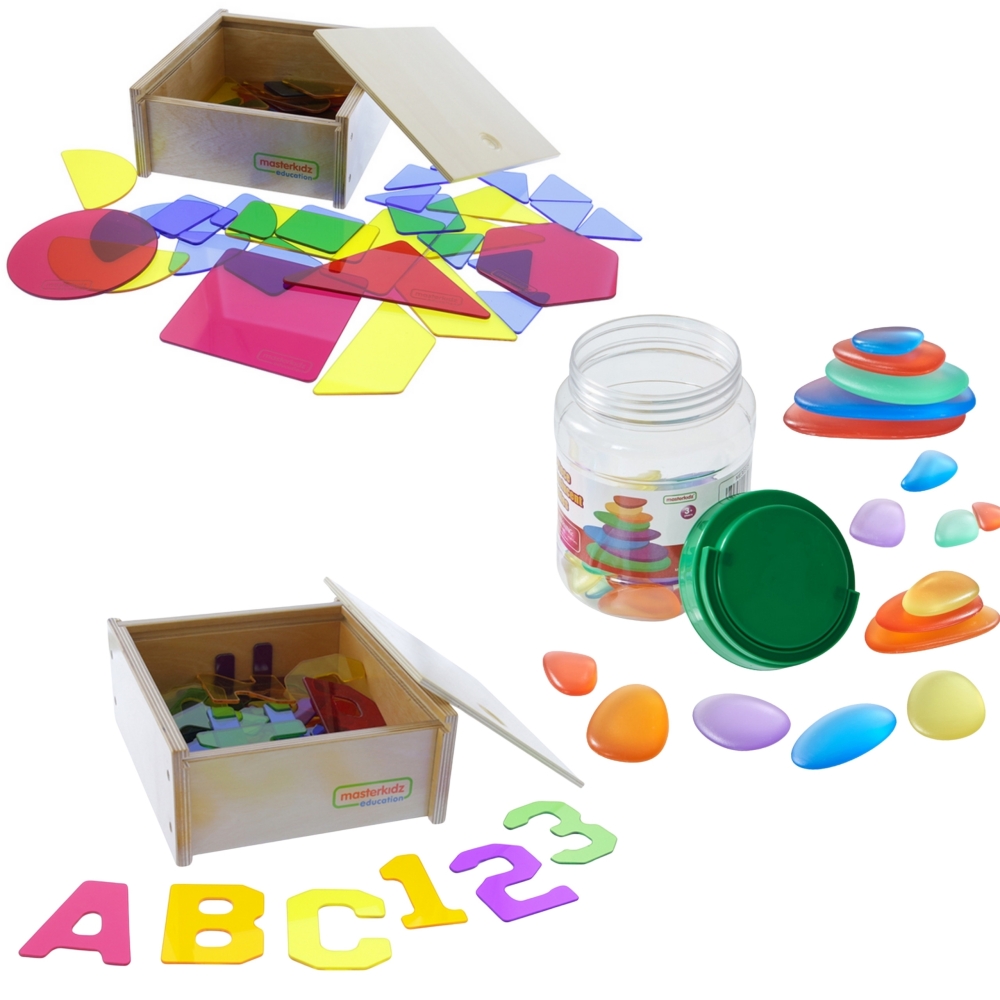 Sensorinės LED dėžutės plokštė MASTERKIDZ + priedų rinkinys-LEKER-e-vaikas